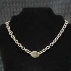 Please Return To Tiffany & Co Sterling Silver Oval Tag Choker Necklace 