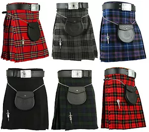 Écossais Hommes Kilt Traditionnel Highland Robe Jupe Kilts Écossais - Afbeelding 1 van 12