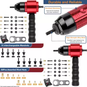 Electric Gun Adapter Rivet Cordless Power Drill Nut Portable Riveting Tool Kit - Picture 1 of 10