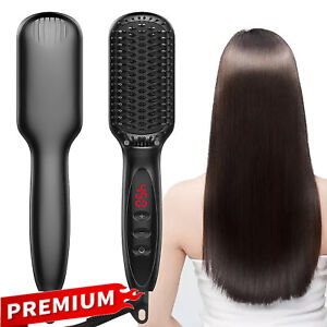 Hair Straightener Brush Ionic Ceramic Fast Comb  Heating Function and LED AU