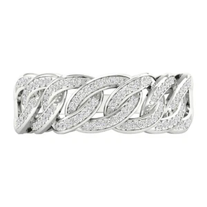 10K White Gold 1/4Ct Diamond Cuban Link Ring for Men - Picture 1 of 7