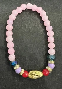 Pink & red ball stretchy bracelet - Picture 1 of 3