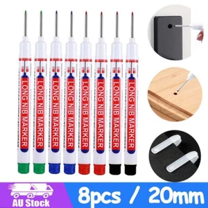 8Pcs Long Nib Marker for Metalwork Woodwork Multi-Purpose Deep Hole Marker Pen O - Picture 1 of 12
