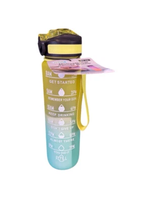 Botella de agua HIDR8, 32 oz, amarilla y verde Foto 1 de 4