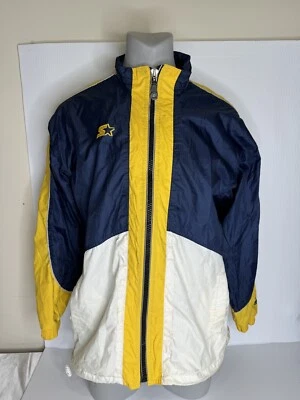 Vintage Starter Windbreaker Rain Jacket Mens L Blue Yellow Full Zip - Изображение 1 из 4