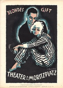 Original vintage poster print BLONDE POISON FILM 1920 Fenneker - Picture 1 of 1
