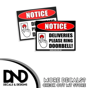 Notice Please Ring the Doorbell Window Sticker Door Bell 6x4.5 Vinyl - 2 Pack - Picture 1 of 2