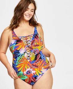 MSRP$145 Bleu by Rod Beattie NightSafari OnePiece Swimsuit Women's Plus Size 22W - Picture 1 of 2