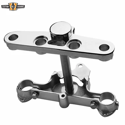 Chrome Billet Upper & Lower Triple Tree Set Fit For Harley FL Softail 1984-1999 - Image 1 of 2