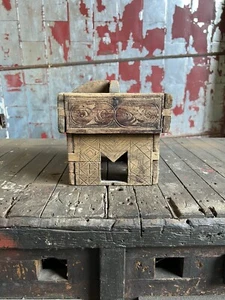 Antique Wood Carved Betel Nut Wood Box Caddy Stand Holder Asian Indian - Picture 1 of 11