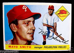1955 Topps-MAYO SMITH #130 Baseball Card-VG/EX Condition-PHILADELPIA PHILLIES - Picture 1 of 2