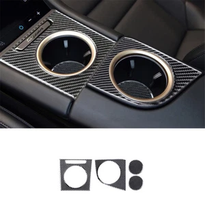 4Pcs Carbon Fiber Interior Center Cupholder Cover Trim For Porsche Taycan - Picture 1 of 14