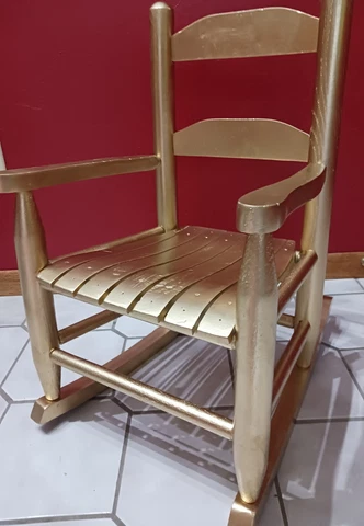 Childs Wooden Rocking Chair, Kids Small Wood Rocker Painted white refurbished Cover