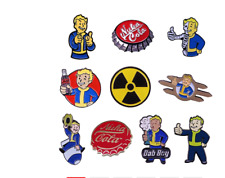 Fallout New Vegas, 3, 4, 76 Bethesda Enamel Pin-back: Vault Boy, Nuka-Cola...