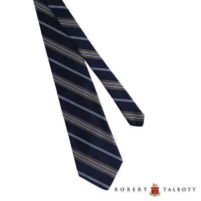 Corbata Robert Talbott, Best of Class Repp a rayas, azul marino, plateado, azul 57" x 3,9" Foto 1 de 4
