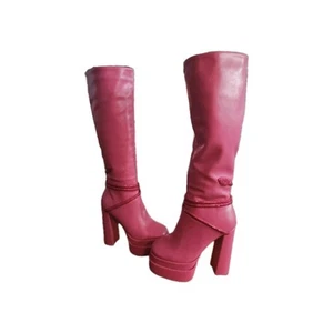 Thigh High Bright Pink Gogo Boots 8.5 Vintage - Picture 1 of 10