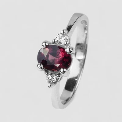 Anillos opulentos de oro blanco de plata de ley 925 de 0,65 quilates granate rodolita roja talla 6 Foto 1 de 4