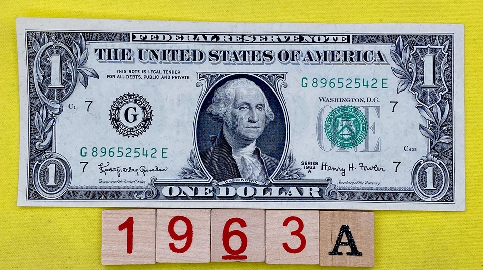 Vintage Series 1963A Fancy Serial Number $1 Dollar Bill G 89652542 E RARE FRN DC - Image 1 of 4