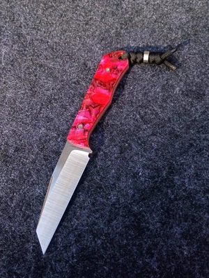 Cuchillo de hoja fija Jackwolf edc colusión en abulón rojo con caja de coleccionistas Foto 1 de 3