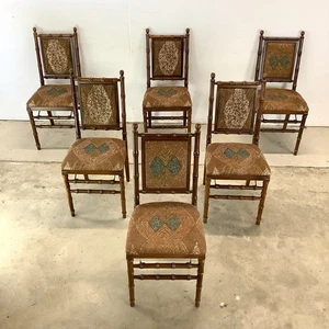 Vintage Faux Bamboo Folding Chairs for Dining or Parlor- Set of Six - Picture 1 of 19