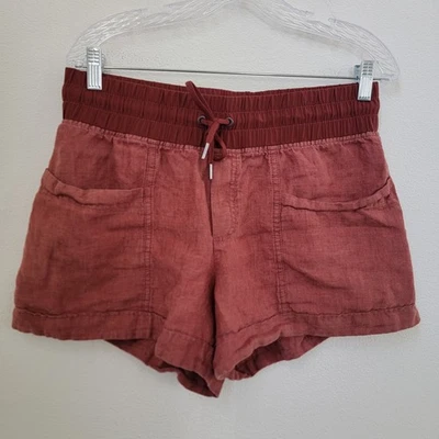 Athleta Cabo льняной 4» короткий размер 10 эластичный шнурок талии карман ржавчины красный коричневый - Изображение 1 из 4