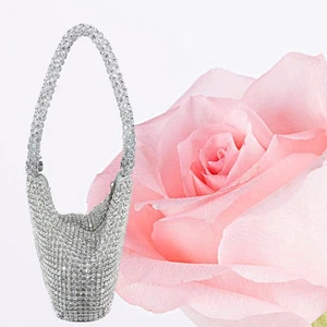 -inlaid Shoulder Bag Miss Travel Sparkly Handbag Full Rhinestones Purse - Picture 1 of 11