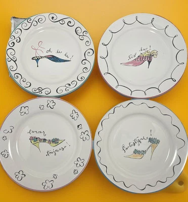 Juego 4 Rosanna 8" Plato de Ensalada de Postre Expresiones Francesas Fantasiosos Zapatos Franceses Foto 1 de 4