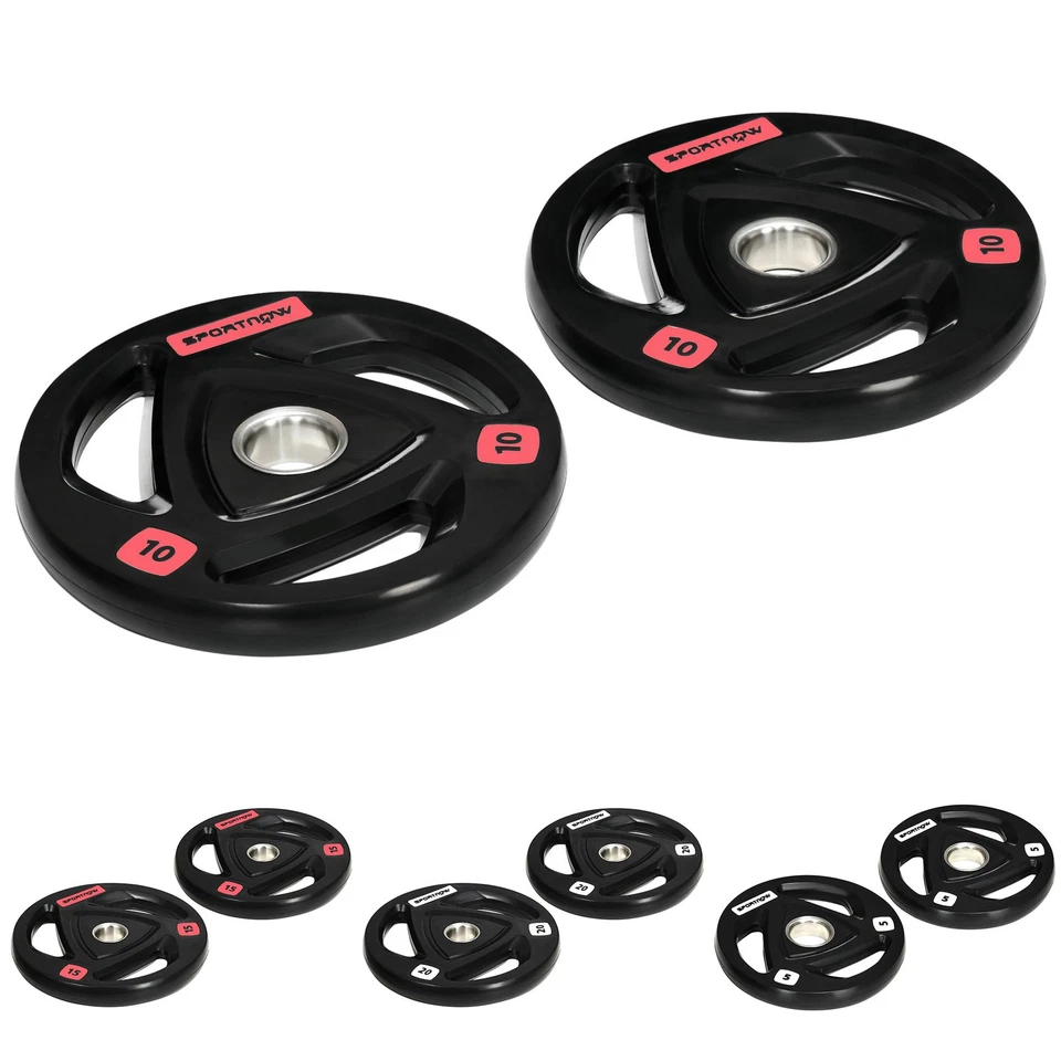 SPORTNOW Set 2 Dischi Pesi in Acciaio Rivestimento in Gomma per Bilanciere - Immagine 1 di 1