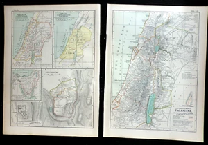 Edwardian Maps of Palestine & Israel, Canaan (1902) Century Atlas of the World - Picture 1 of 6