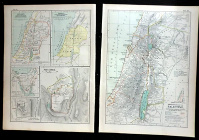Edwardian Maps of Palestine & Israel, Canaan (1902) Century Atlas of the World - Image 1 of 4