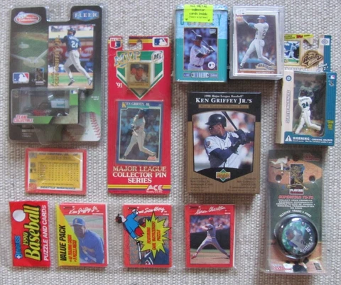 Lot of 9 Ken Griffey Jr Collectibles Seattle Mariners HOF NEW Cover