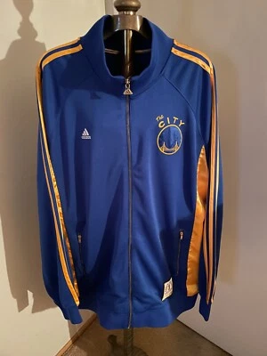 GOLDEN STATE WARRIORS Warmup Jacket ADIDAS Men's XL (L0NG) 3x NBA Champs BANNER - Image 1 of 4