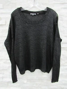 Vince Pullover schwarz gewachst Metallic Viskose Strick Relaxed Oversized Fit XS - Bild 1 von 5