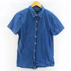 Lucid Denim Shirt Mens Adult Size Medium Blue Short Sleeve Button Up Casual - Picture 1 of 10