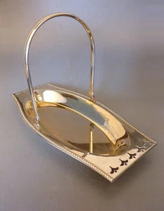 Art Deco pequeña asa con grabado cromado / niquelado / plata antigua - Imagen 1 de 6