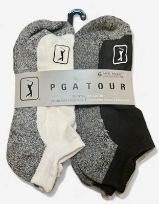 Paquete de 6 calcetines PGA Tour No Show para hombre pestaña de corte bajo negro gris blanco talla 7-12 Foto 1 de 3