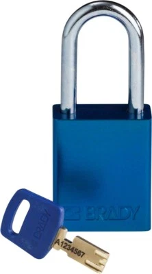 BRADY SAFEKEY ALU-BLU-38ST-KD Lockout Padlock Aluminum Blue 1.5" Steel - Image 1 of 2