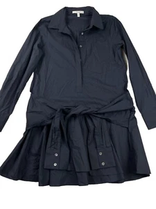 Derek Lam 10 Crosby Womens Cotton Long Sleeve Button Up Shirt Dress Navy Size 6 - Picture 1 of 8