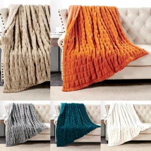 Coperta Elasticizzata Ecopelliccia Lussuosa Morbida Calda Reversibile Coperta Micromink - Foto 1 di 57