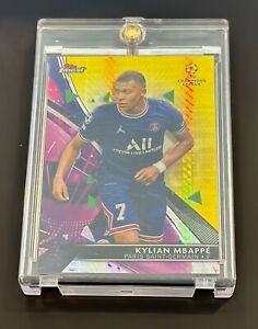 Mbappe 2021-22 Topps Finest UEFA Yellow Sparkle 128/250