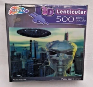 NEW & SEALED ~ LENTICULAR 3D PUZZLE ~Alien invasion 500 PIECES - Picture 1 of 3