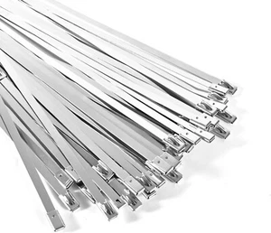 100-Pack Metal Zip Ties 11.8 inch, Heavy Duty 304 Stainless Steel Self-Locking - Picture 1 of 15