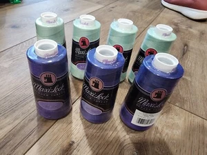 MAXI-LOCK Serger Thread Lot Of 7 Mint Green, Royal Blue  3000 Yard Cones New  - Picture 1 of 5