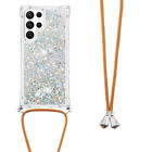 Bling Liquid Glitter Phone Case Lanyard Cover For Samsung Galaxy S24 S23 S22 S21