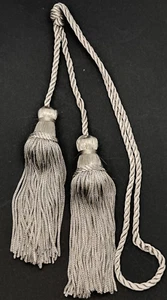 Gray Grey Chair Tie 4" Tassels 22" Cord Spread Lot Of 2 Holiday Decor - Picture 1 of 1
