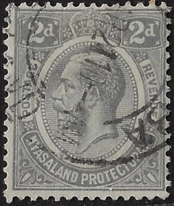 Nyasaland KGV 2d. slate  used, SG 88 / Scott 14, wmk MCCA, VF. CV£7  ($8.7(a4692 - Picture 1 of 2