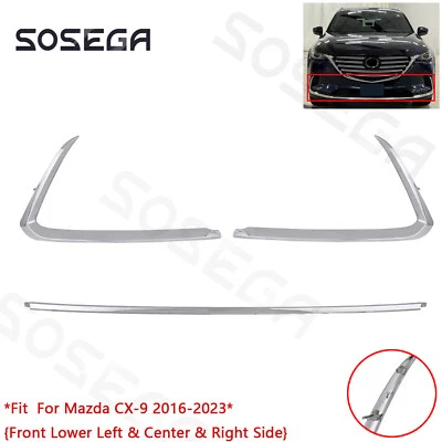 Juego de molduras de barra frontal izquierda+media+derecha para Mazda CX-9 2016-2023 parachoques inferior delantero Foto 1 de 4