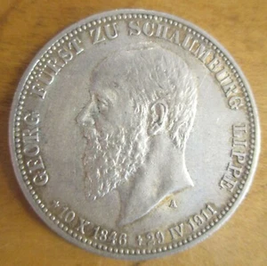 Silber Münze Schaumburg Lippe 3 RM 1911 A ERHALTUNG !!! - Bild 1 von 4