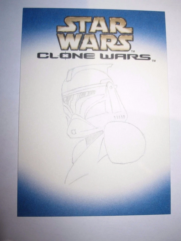 STAR WARS CLONE WARS SKETCH CARD NON SIGNED VERY RARE CLONE WARS ART HAND-DRAWN - Photo 1/2