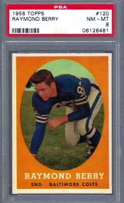 1958 Topps FB #120 PSA 8 Ray Berry Colts 120 Nice! - Image 1 of 2